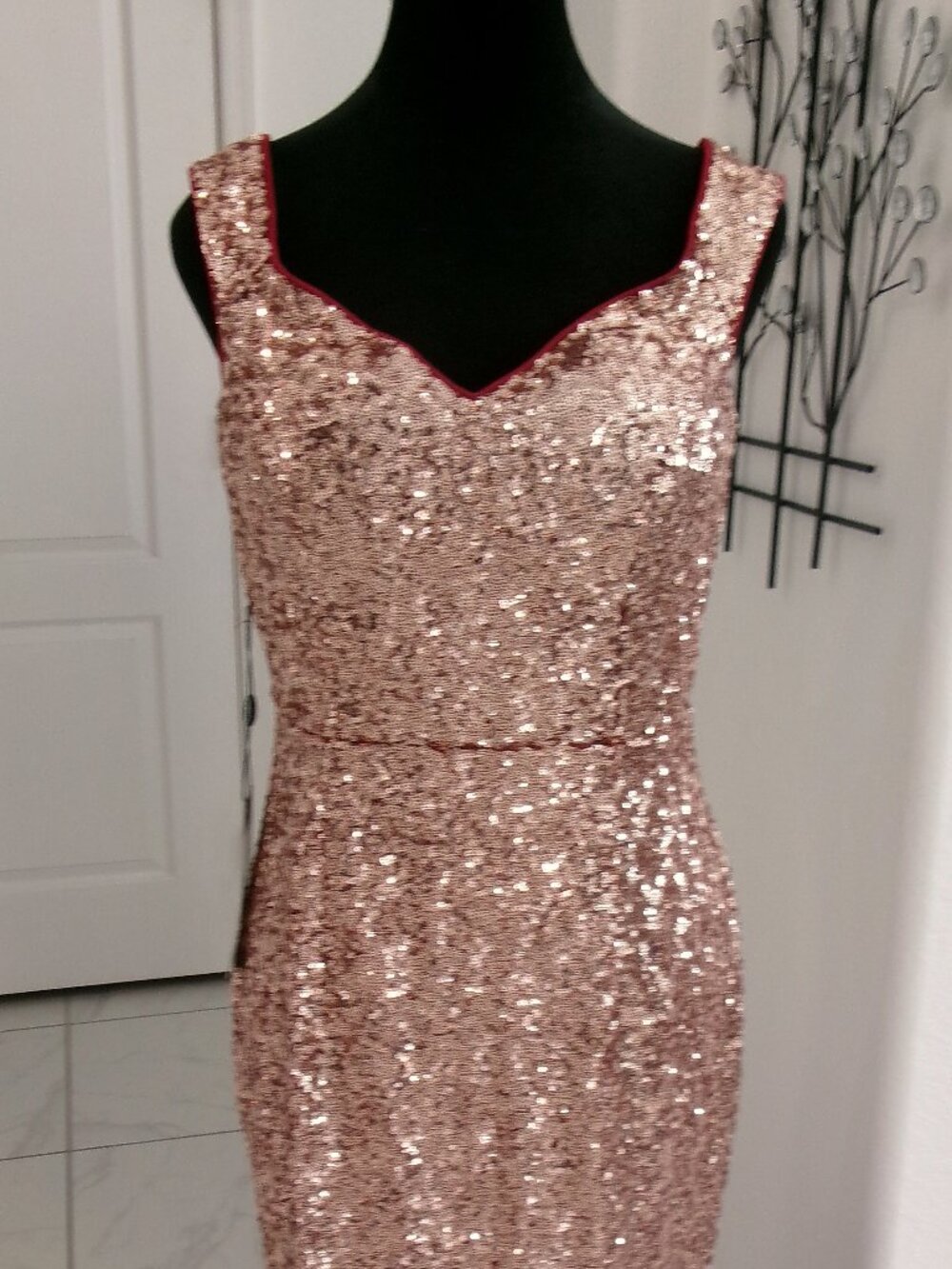 New Ever Pretty Sequin Mermaid Gown Formal Maxi Dress Gold Maroon Ombre M 6 8 10 - Picture 2 of 16
